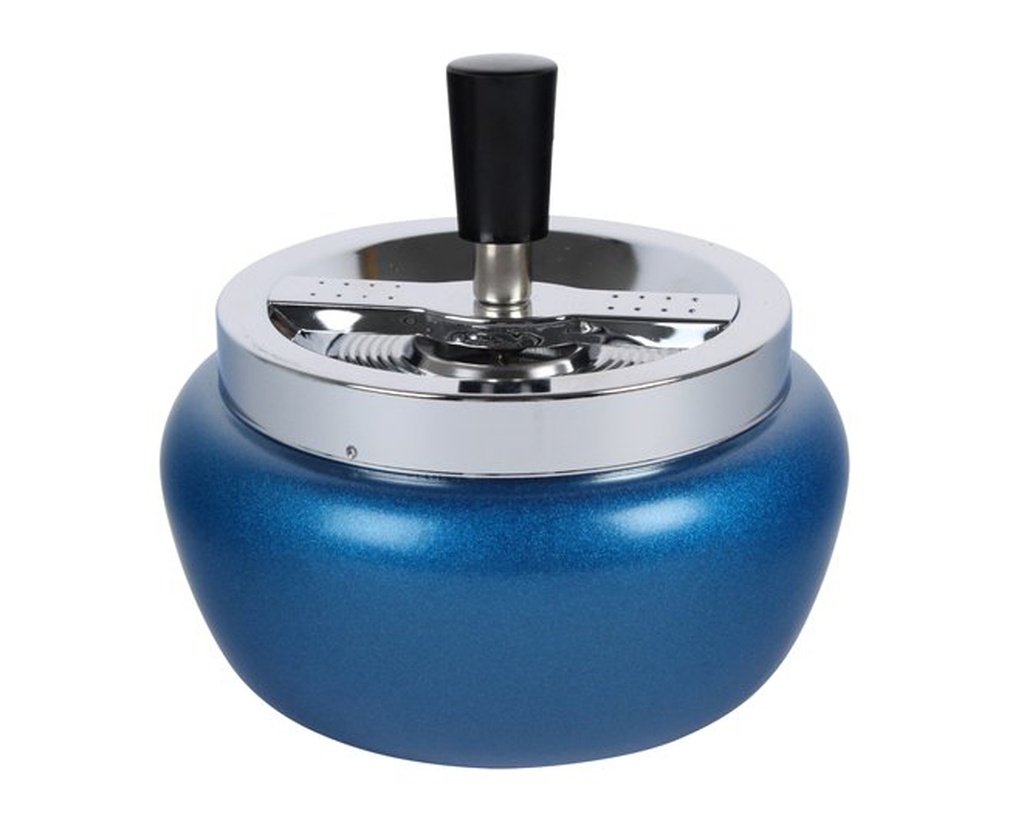 Ashtray Push Metallic Blue 11cm