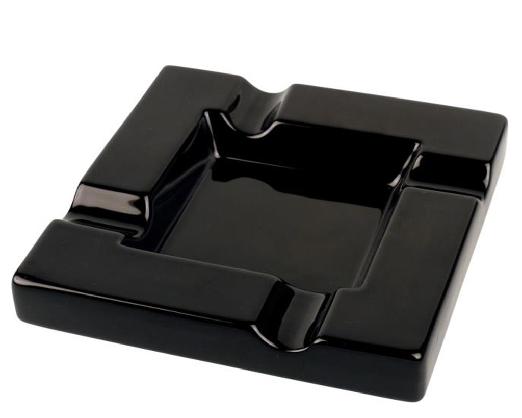 Ashtray Cigar Ceramic Shiny Black 4 Rests