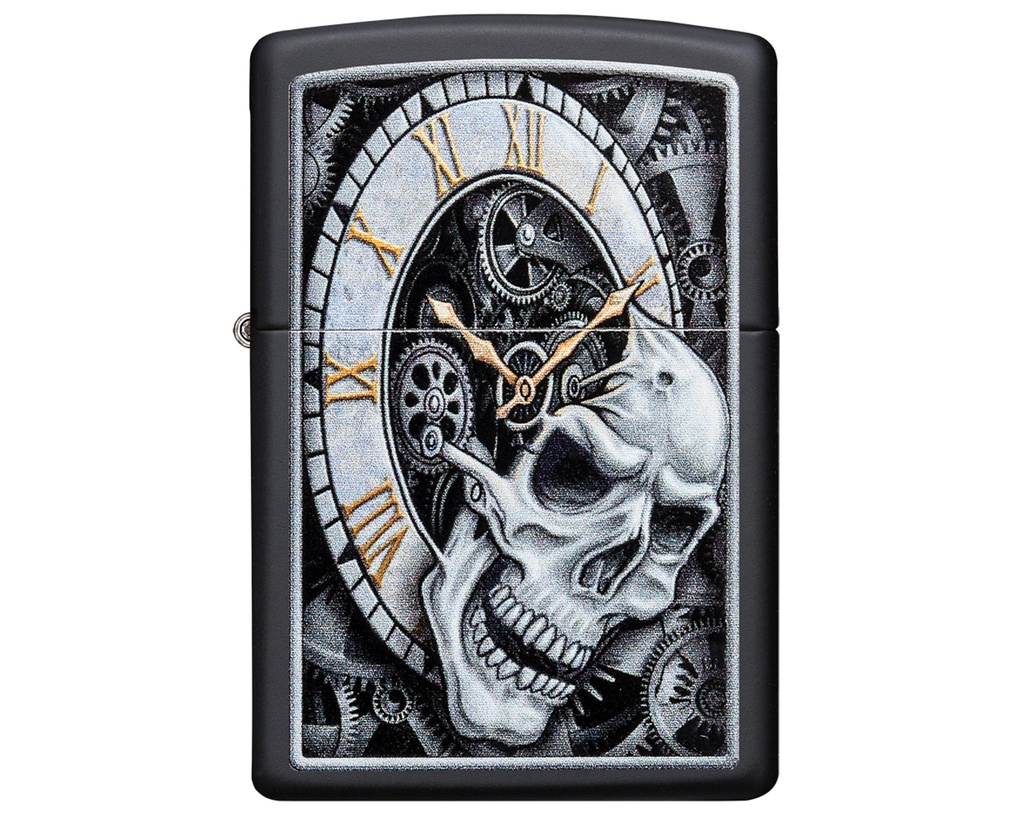 Briquet Zippo Skull Clock