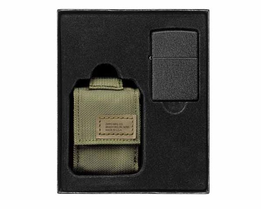 [60005676] Gift Set Zippo Molle Etui Groen en Aansteker Zippo Black Crackle