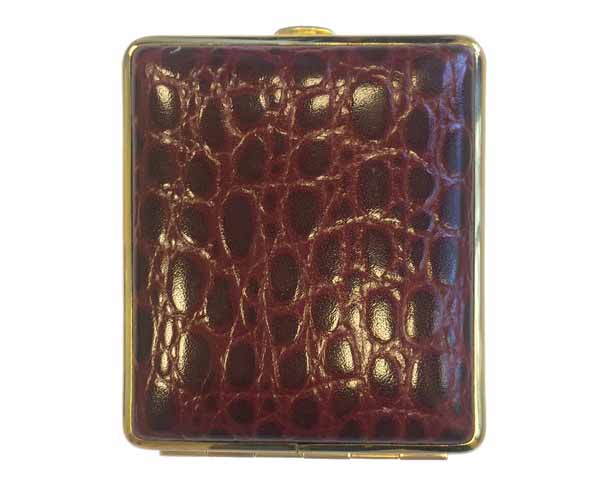 Etui Cigarette VH 520 Cuir Doré Lezard Brun 18ks