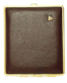 Etui Sigaret VH 812 Leder Goud Bruin 24ks