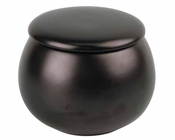 Tobacco Jar Ceramic Round Black Matt