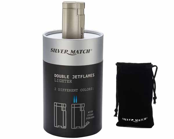 Briquet Silver Match Blackwall Rubber/Chrome London Punch 2 Jet