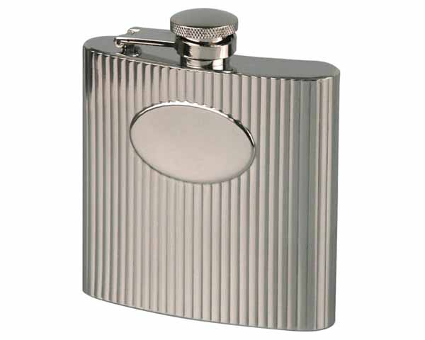 Hip Flask Chrome Wave Pattern - 6oz