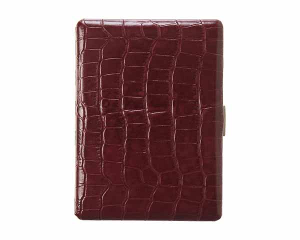 Etui Cigarette Pearl Cuir Brun Croco 9sks