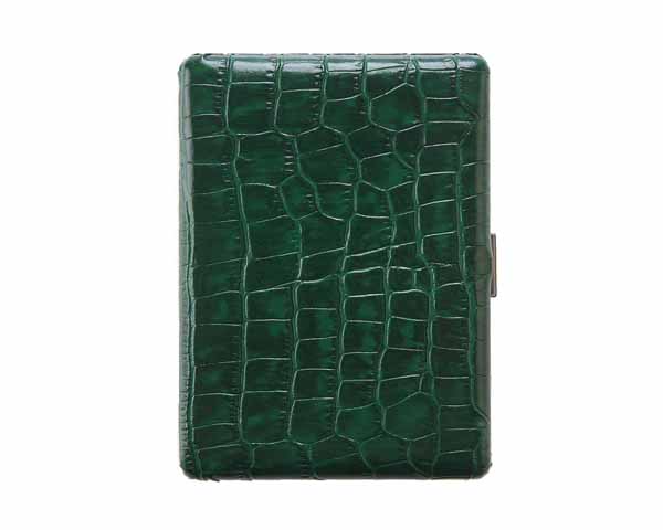 Etui Sigaret Pearl Leder Croco Groen 9sks