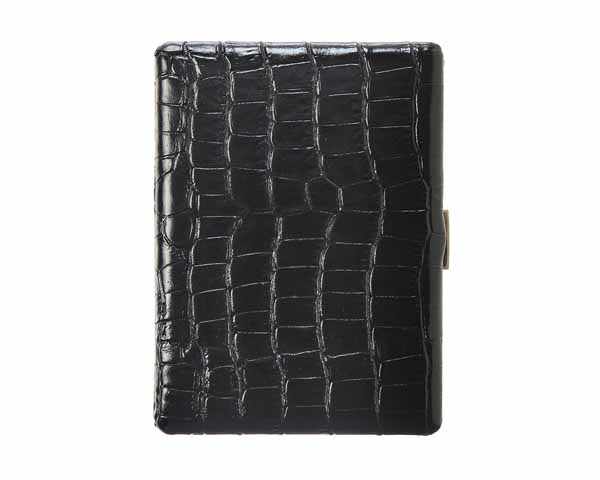 Etui Cigarette Pearl Cuir Croco Noir 9sks