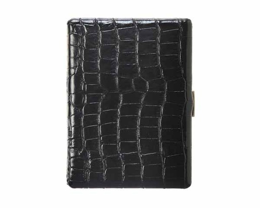 [10442710] Etui Cigarette Pearl Cuir Croco Noir 9sks