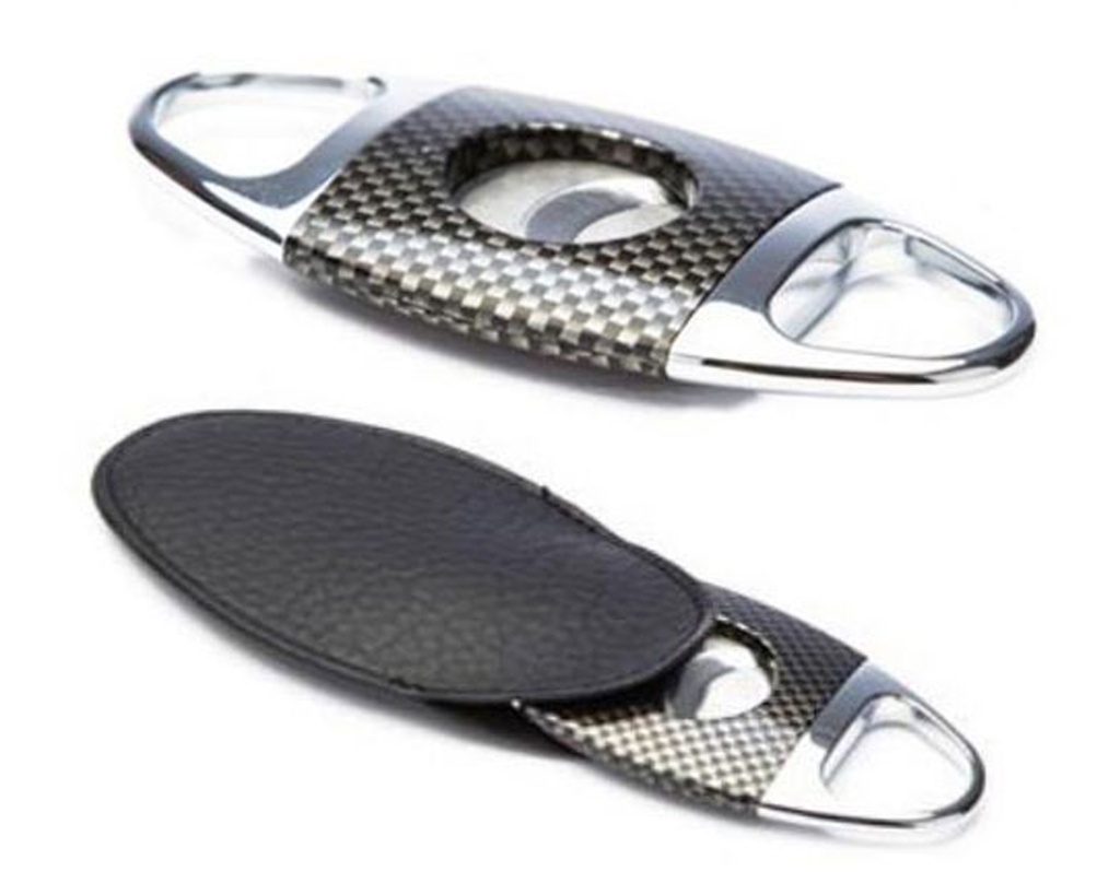 Cigar Cutter Oval Chrome Carbon