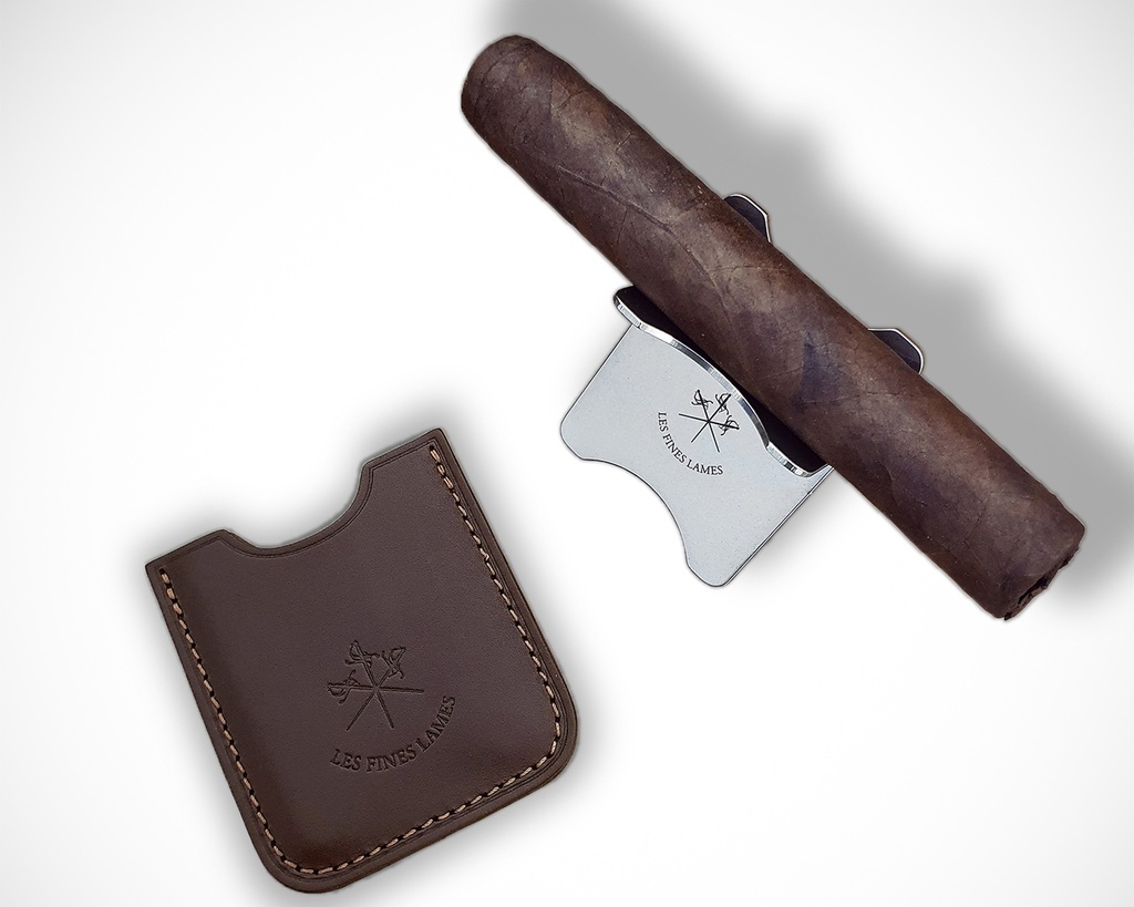 Cigar Stand LFL 2 Metal Leather Case Brun