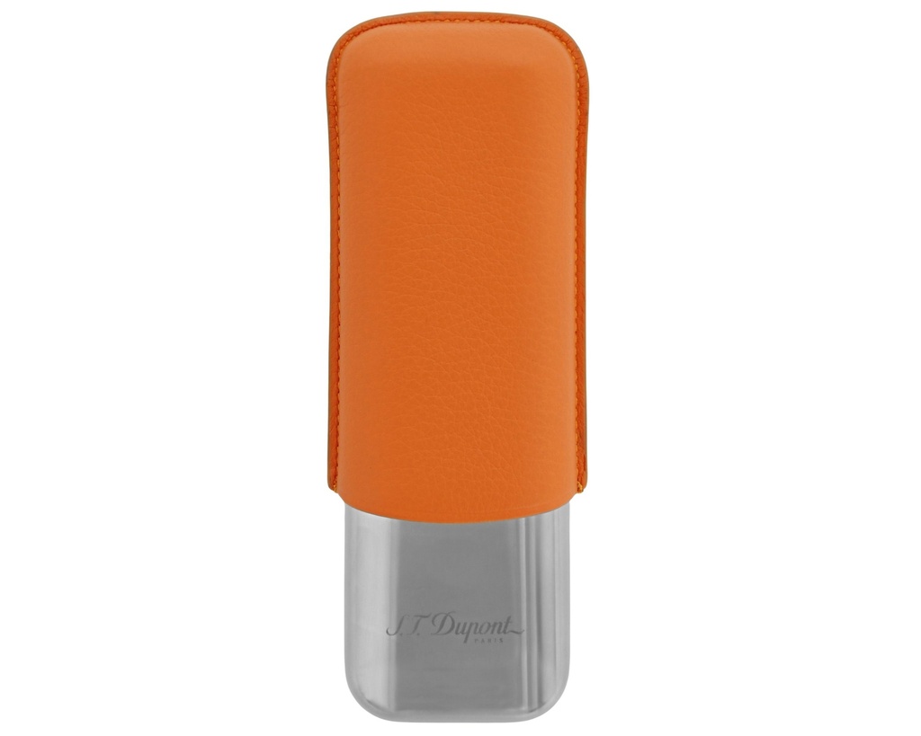 Etui Sigaar Dupont Oranje Grain/Chrome 2 Sigaren