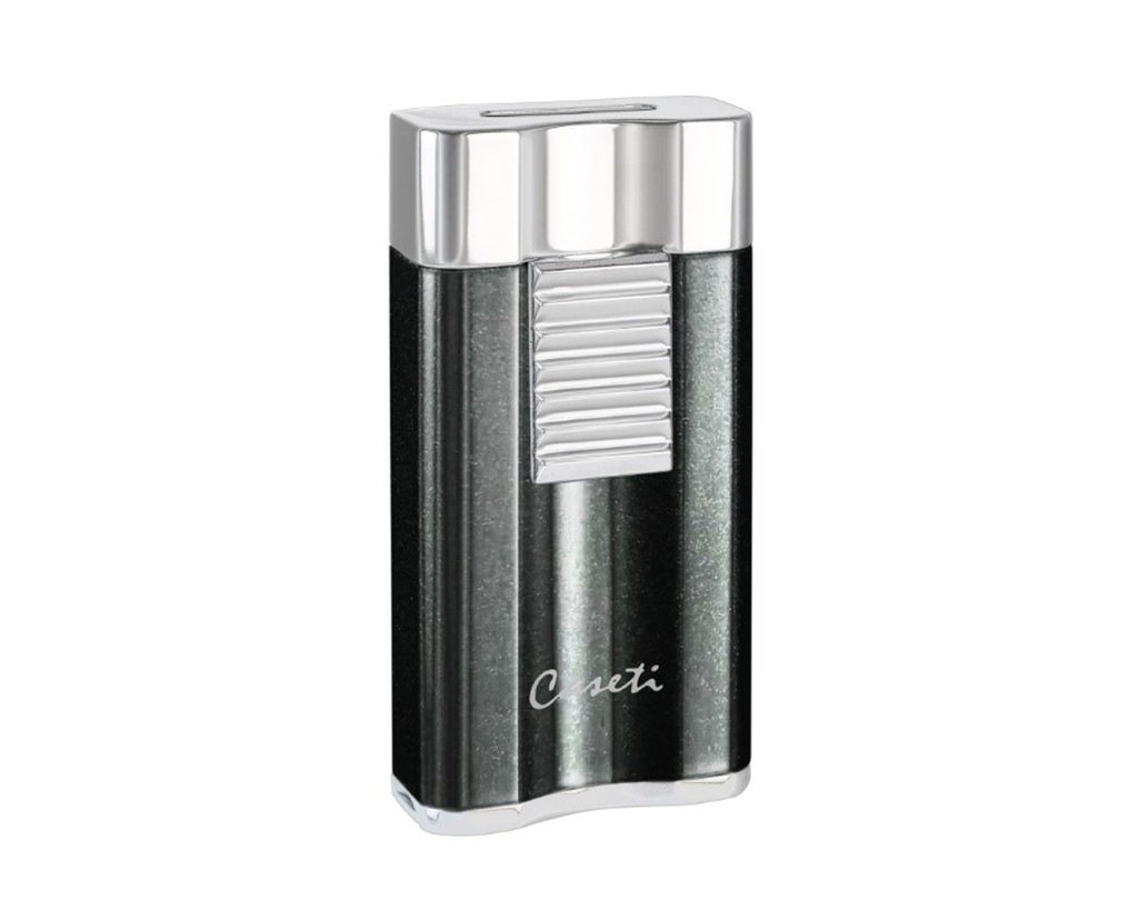 Briquet Caseti Wide Flat Flame + Punch Chrome/Gris Foncé