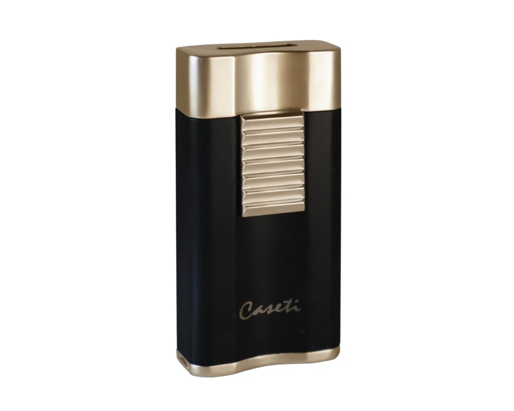 Briquet Caseti Wide Flat Flame + Punch Noir/Dore