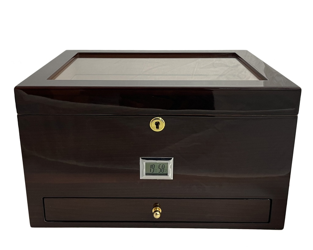 Humidor Matte Dark Cherry Glastop 120 Cigares