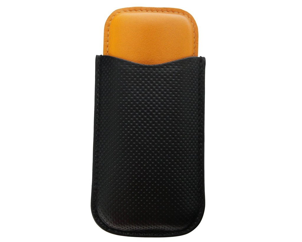 Etui Cigare Cuir Noir/Jaune 2 Robusto 130 R52