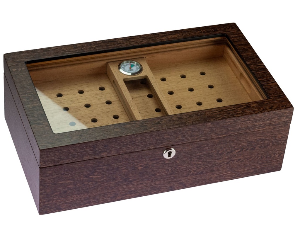 Humidor Fineer Volledig Hout / Glazen Deksel - 50 Sigaren