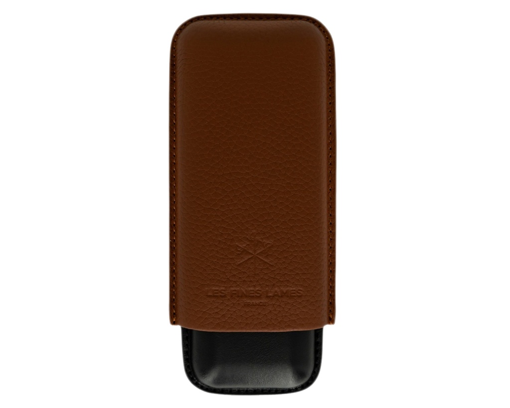 Etui Cigare LFL Duo Brun Cuir Grainé