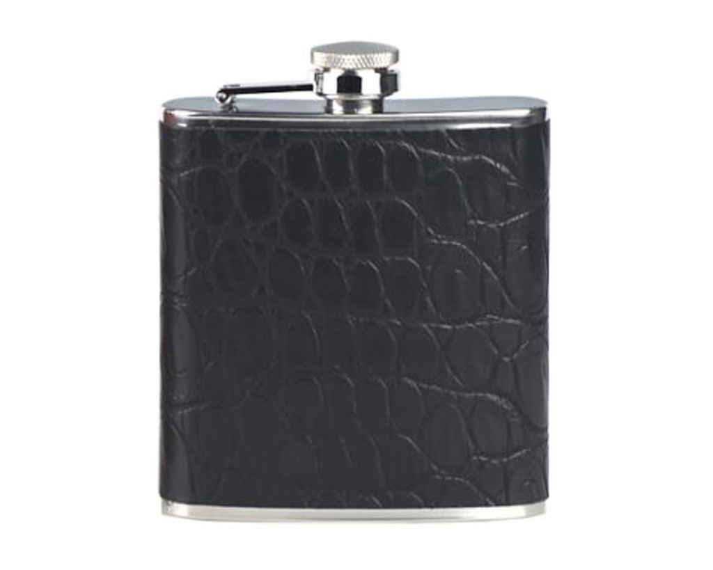 Hip Flask Lubinski Croco Black with Funnel 6oz