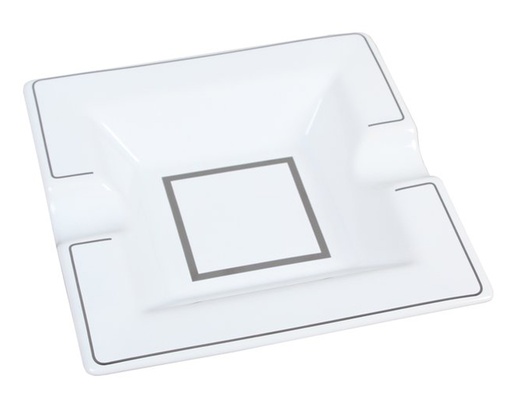 [09584] Asbak Sigaar Keramiek White 2 Rests