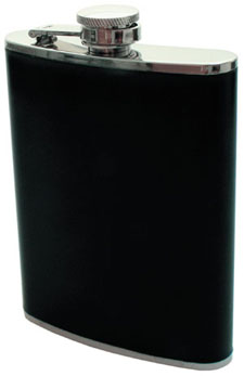 [22265] Hip Flask Leather Black - 8oz