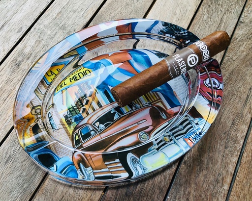 [523581] Cendrier Cigare Verre Ovale Cuba Car