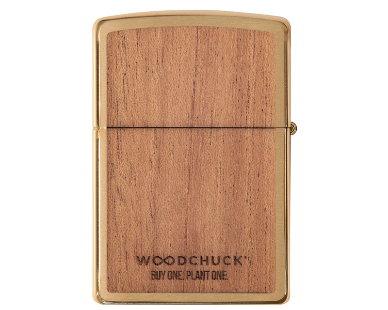 [60004583] Briquet Zippo Woodchuck Brushed Brass