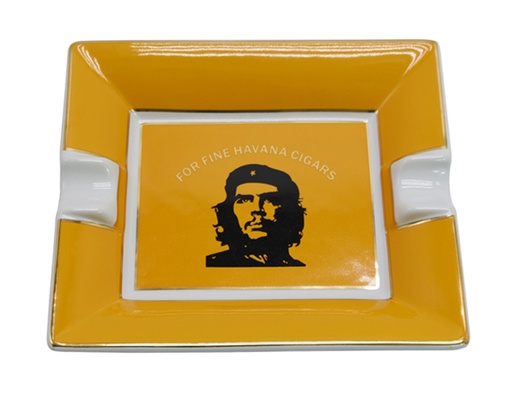 [ASH7] Ashtray Cigar Ceramic Che Yellow 2 Rests