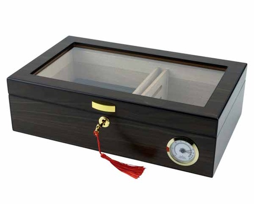 [564125] Humidor Noyer/Verre - 75 Cigares