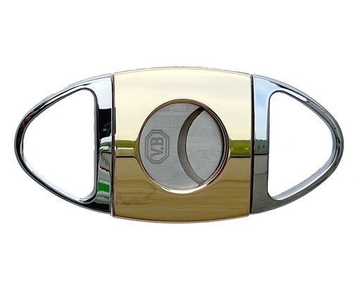 [CM010GS] Cigar Cutter VB Elegant Metal Gold Silver