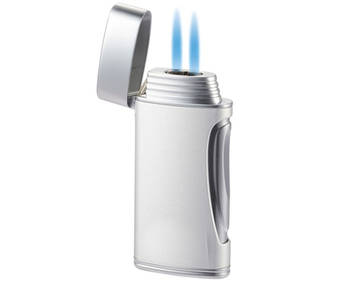 [CA5833] Briquet Caseti Double Jet Chrome Argent Matte