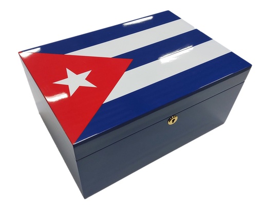 [HAB9] Humidor Cuban Flag HG Bleu 100 Cigares 34x25x16cm