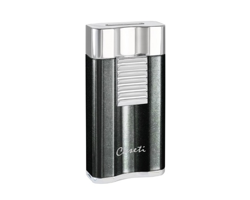 [CA5587] Briquet Caseti Wide Flat Flame + Punch Chrome/Gris Foncé