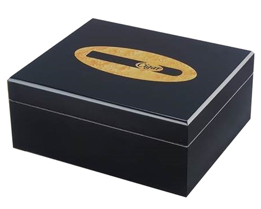 [13107] Humidor Black Matt Cigar Logo - 25 Cigars