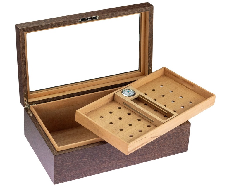 [29116] Humidor Fineer Ebbenhout Glas - 50 Sigaren