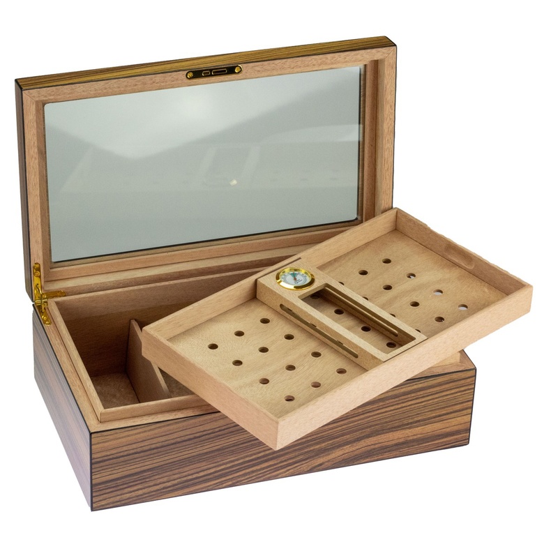 [29115] Humidor Zébre Brillant / Verre - 50 Cigares