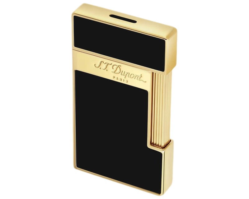 [028222] Briquet Dupont Slimmy Laque Brillante Noire Dore