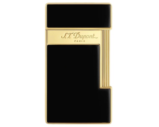 [028222] Briquet Dupont Slimmy Laque Brillante Noire Dore